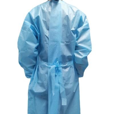 Disposable PPE Coverall Isolation Gown Back Tie Blue Work Wear Coveralls Water Resistance Isolation Gowns