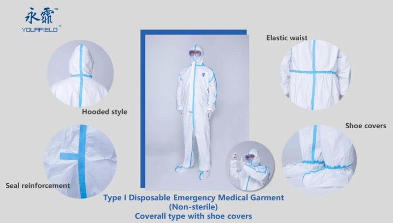 65GSM/72GSM Disposable Protective Coverall with Hood