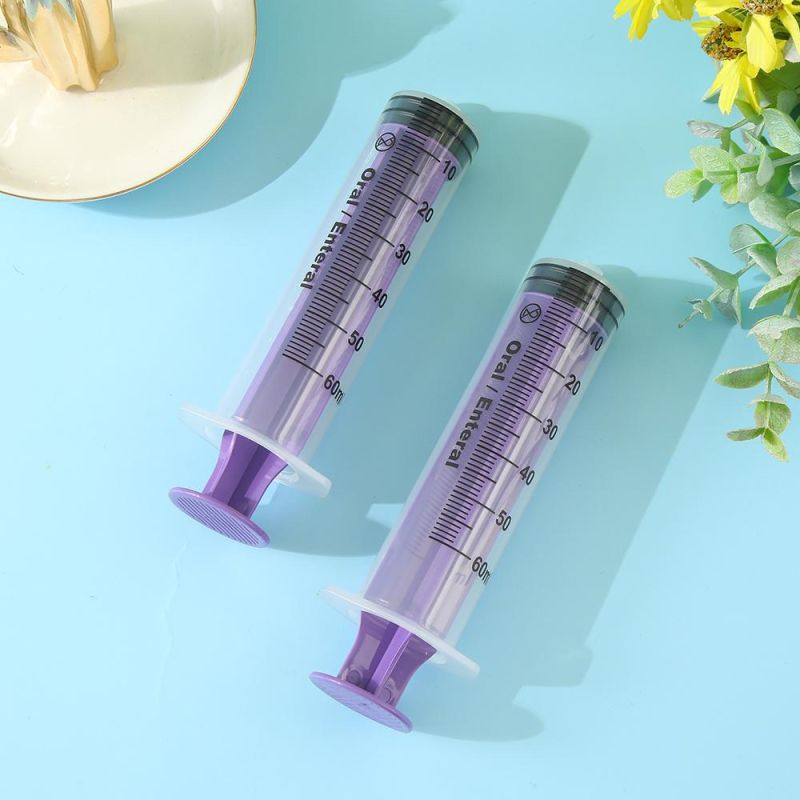 Purple Medical Disposable Syringe 60ml for Feeding Syringe Mouth Feed