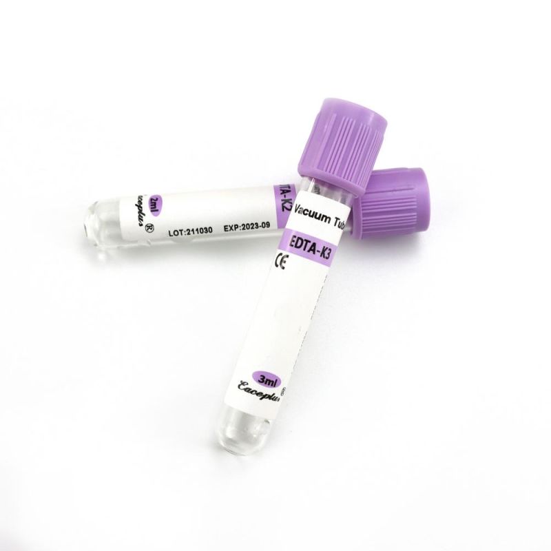 Siny Glass or Plastic ISO13485 ISO9001 ISO14001 CE Plain Blood Test Tube EDTA K2 K3 Tube