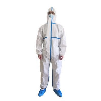 Protective Coveralls Type5b/6b En14126 Double-End Two-Way Zipper Work Uniform Antistatic Ppes Disposable Coverall