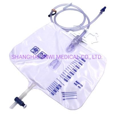 Medical Disposable Sterile 2000ml Urine Bag Urine Collection Drainage Bag with T-Valve