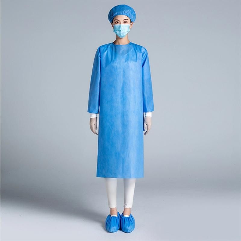 Disposable Isolation Gown Non Sterile with Knitted Cuffs Made in China Protective Clothes