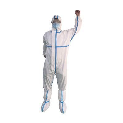 Sell Well OEM En14126 PPE Hazmat Suit Safety Sf Microporous Medical Disposable Protective Clothing