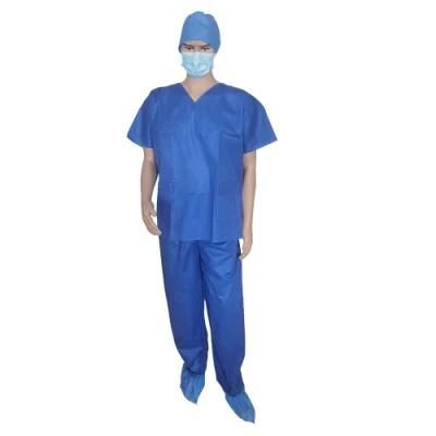 Factory Supply Disposable Frosted Shirt and Pants SMS Disposable Patient Gown