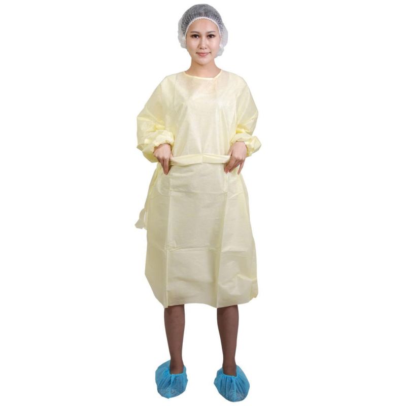 Fluid Resistant Universal Yellow SMS Isolation Gown