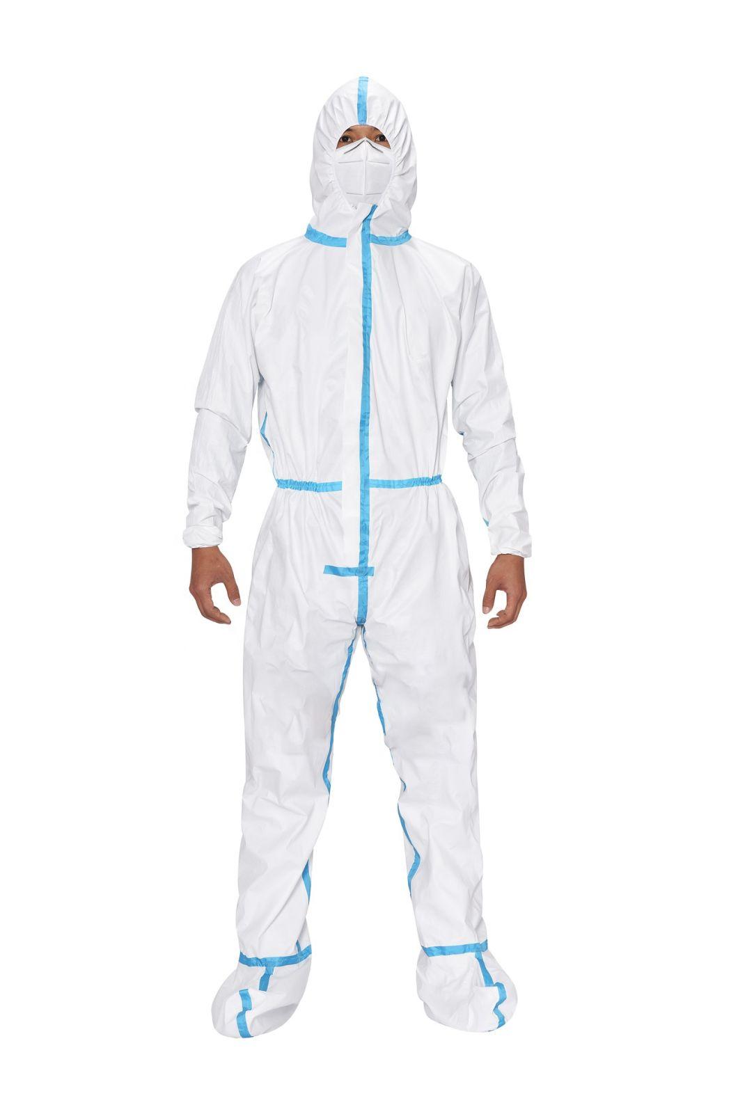 Disposable Isolation Hooded Uniforms Protective Equipment with Tape for Hospital Doctor and Nurse