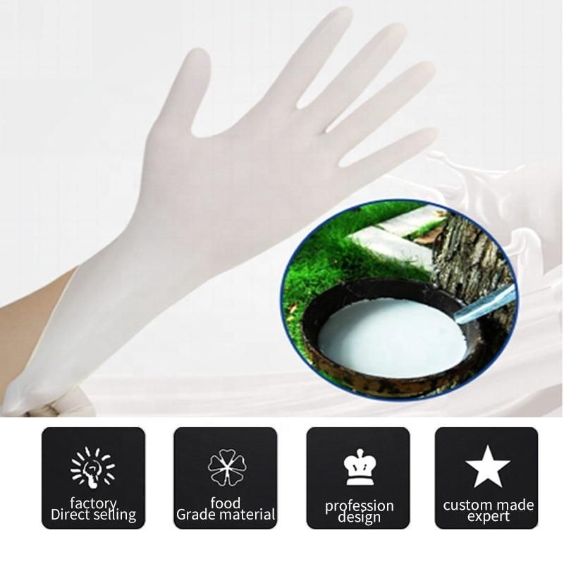 100% Natural Latex Disposable Safety Examination Gloves Guantes De Latex