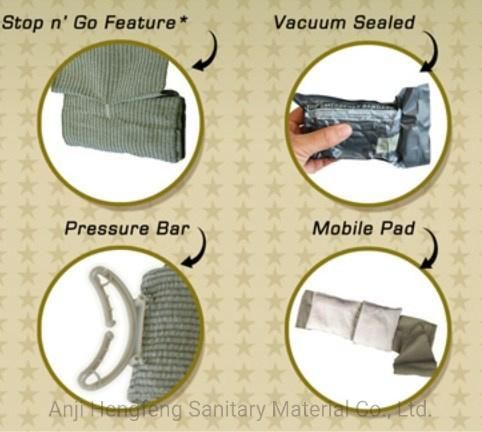 Outdoor Urgent First Hemostatic Elastic Bandage Vacuum Package Green Bandage with ISO- 10cm
