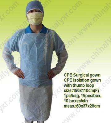 Good Quality CPE Thumb Loop Gown Surgical Gown (LY-PSG)