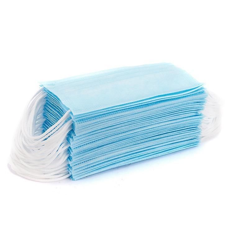 in Stock Bfe 98% 3 Ply Non-Woven Fabric Disposable Anti Splash Dust Pm2.5 Virus FDA 510K CE En149 En14683 Approved Earloop Blue Surgical Face Mask