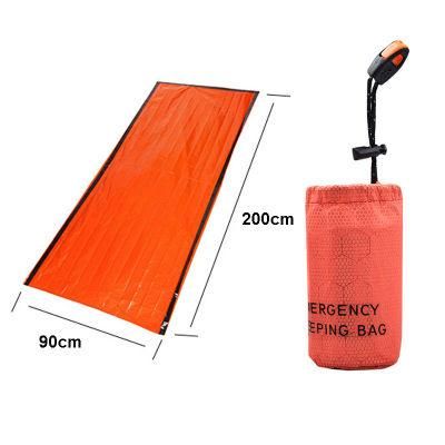 Portable Waterproof Lightweight Emergency Survival Sleeping Bag with Whistle Thermal Bivy Sack Blanket for Camping Hiking