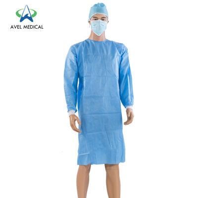 Disposable Hospital Impervious Waterproof Exam Operation Surgery Isolation Gown with Thumb Loop