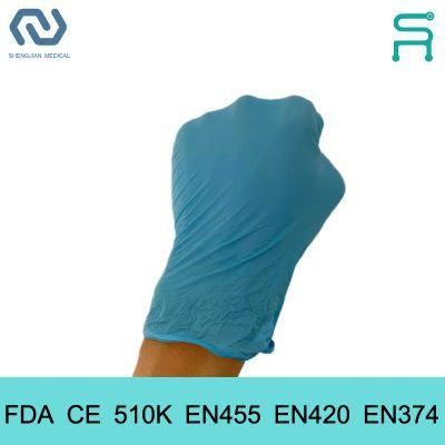 Powder Free 510K En455 Disposable Nitrile Examination Gloves for Chemical Lab Use