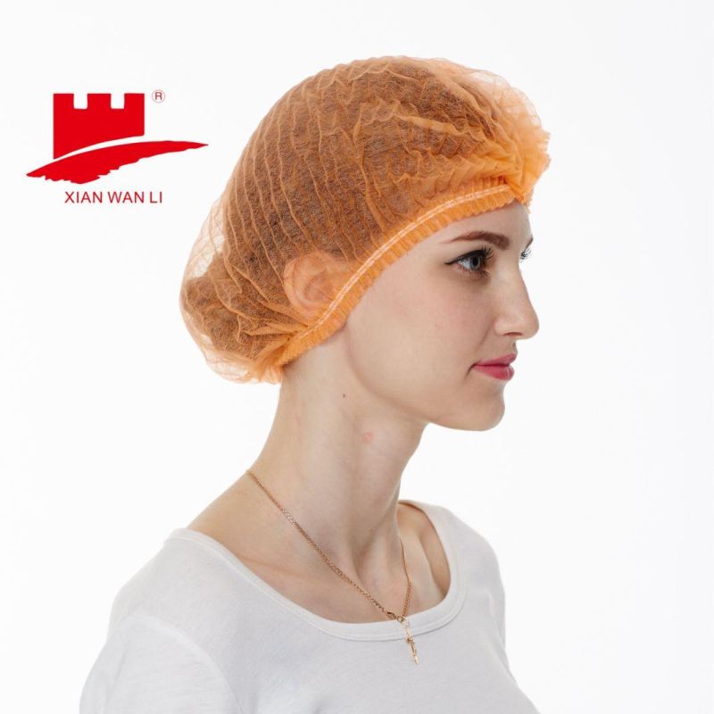 Non Woven Unisex Comfortable Clip Caps / Hair Net Elasticated Mob Cap Disposable Detectable Cap Bouffant Doctor Cap