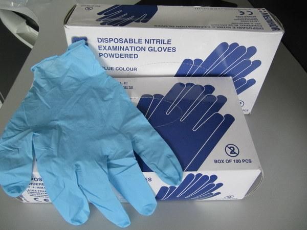 Blue Powder Free Disposable Nitrile Gloves for Medical Use