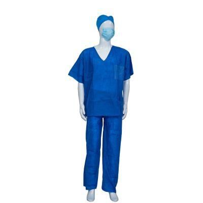 SMS Material Scrub Suit Fir Hospital Use Dispisable Waterproof Anti-Bacterial Shirt and Pants