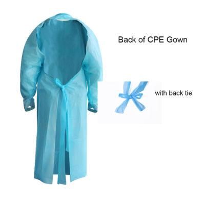 Waterproof Oilproof Disposable Surgical Isolation CPE Gowns with Thumb Loop