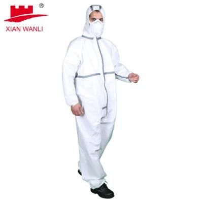 En14126 Type 4b/5b/6b Taped Seam Microporous Disposable Protection Safety Wokwear Hazmat Medical Coverall