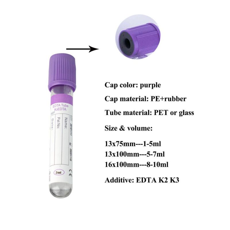 EDTA Blood Vial Collection Tube with K2 K3 Additive