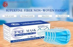 Doctor Surgeon Surgery Hospital Protective Safety Non-Woven 3-Layer Disposable Mask with Earrings