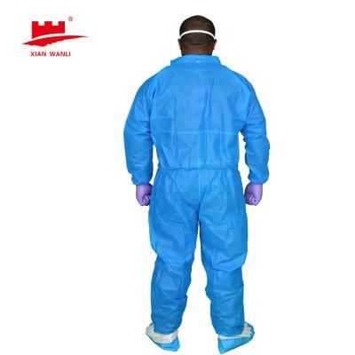 PP Non-Woven Protective Coverall with Hood and Elastic Cuff, Used in Civil Protection Food Processing Packing, CE Category