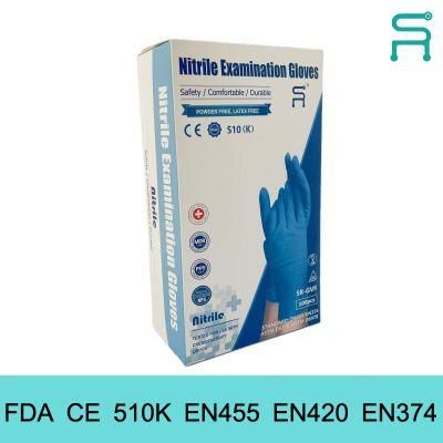 Medical Food Grade 510K En455 Disposable Nitrile Examination Gloves