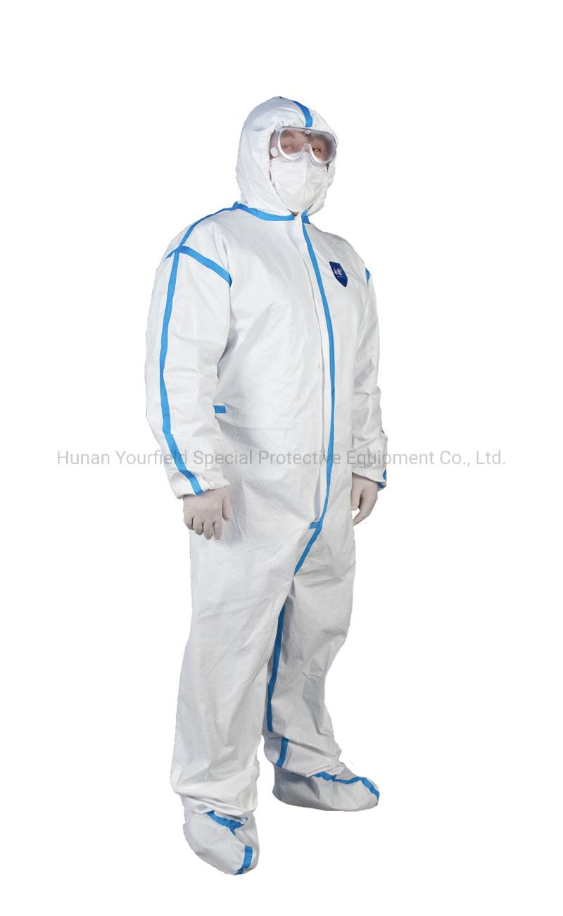 Yourfield Manufacturer China National Standard GB 19082-2009 Sterile Disposable Protective Hooded Gown Garment Clothing