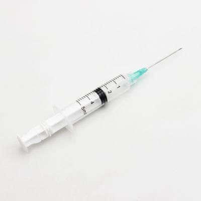 3 Part Luer Slip Safety Disposable Plastic Syringe with Needle