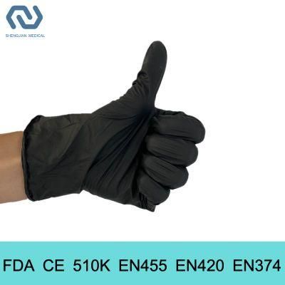 FDA CE 510K En455 Chemical Lab Use Disposable Nitrile Examination Gloves