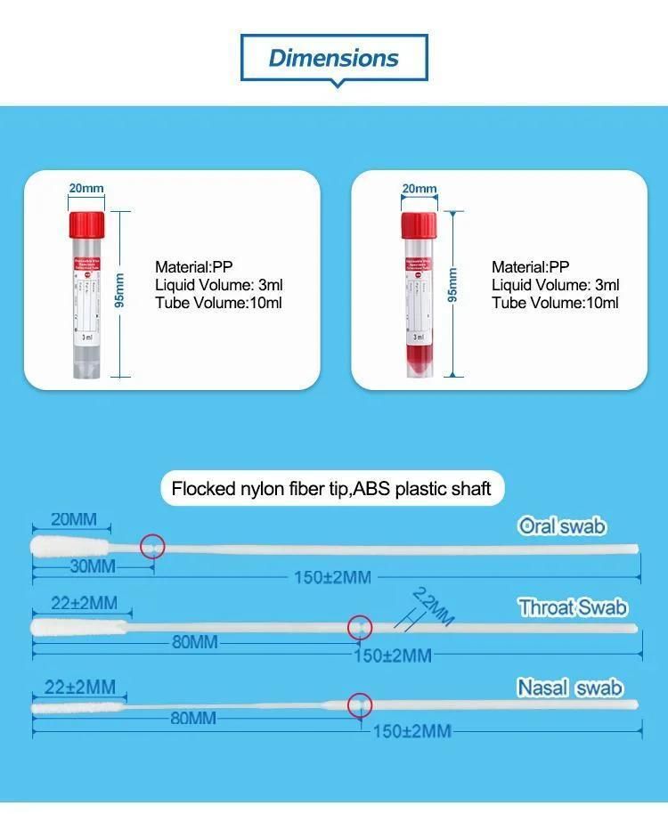 Disposable Virus Specimen Sampling Collection Tube with Swab