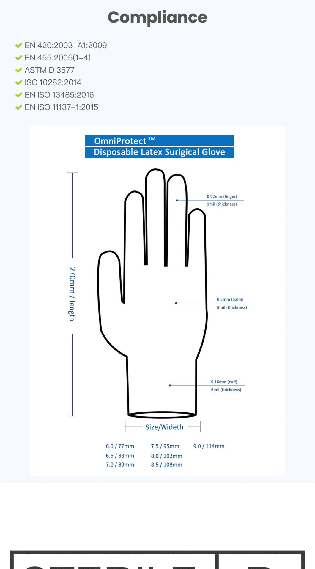 Gusiie Medical Gloves High Quality Disposable Sterilized Latex Surgical Gloves