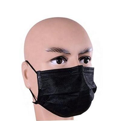 3 Ply Face Mask with Earloop Disposable Non Woven Protective Mask Wholesale Black Color Disposable Mask Factory
