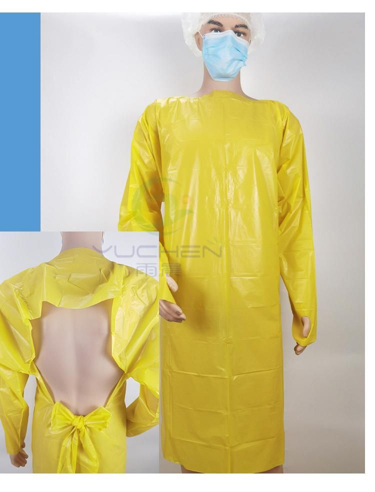 Disposable Isolation CPE Plastic Gown 50gram/PC Factory Direct Sale