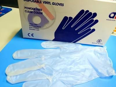 Clear / Blue Powder Free Disposable Vinyl Gloves (AQL: 1.5/2.5/4.0)