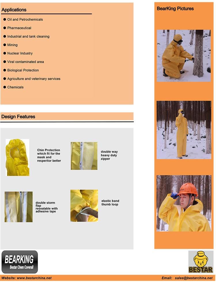 Type 3456 Safety Protecitve Clothing Waterproof for Petrochemicals Medical Mining Industry Use