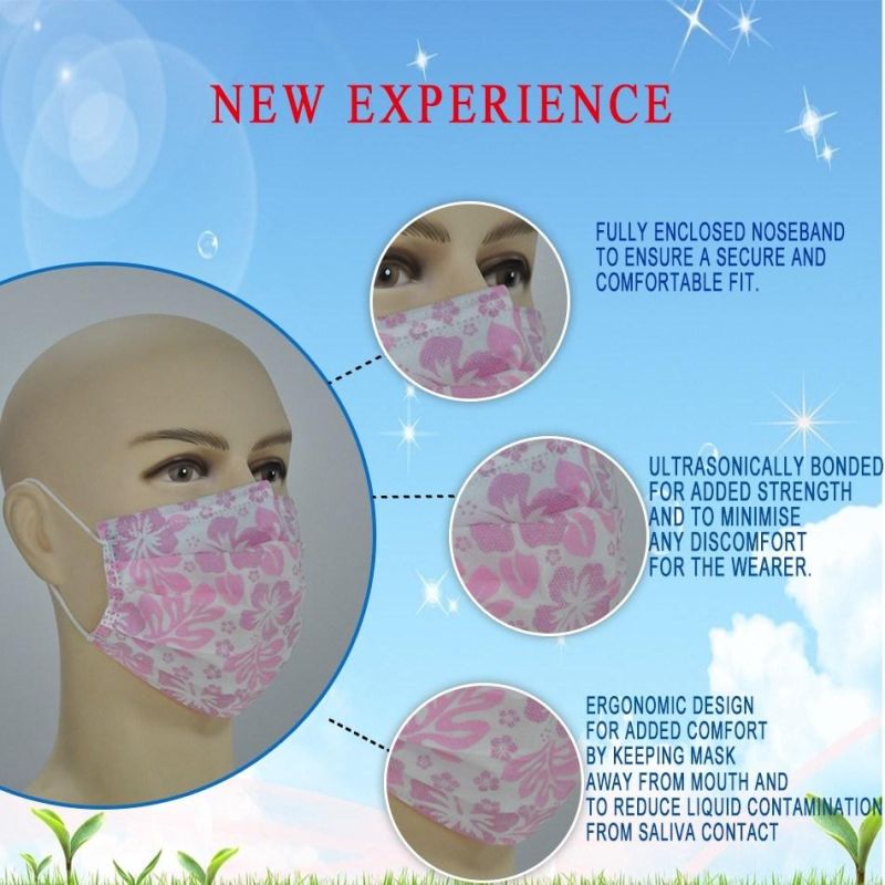Printed Elastic Disposable Face Mask with Ear Loop