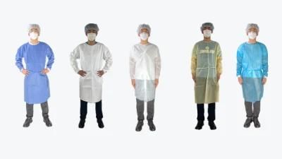 Certified Factory Manufacture AAMI Level 1/2 Medical Disposable Non Woven Lab Coat Isolation Gown
