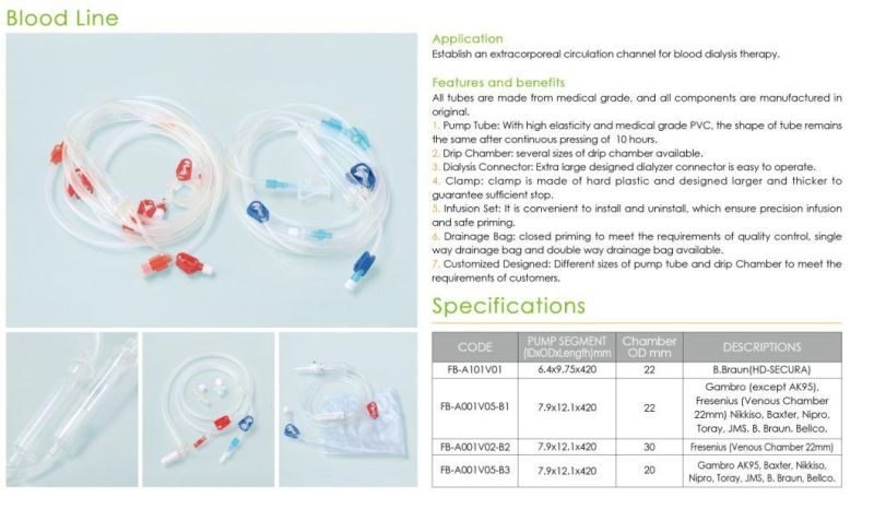 Disposable Dialysis Tube Hemodialysis Blood Line Set
