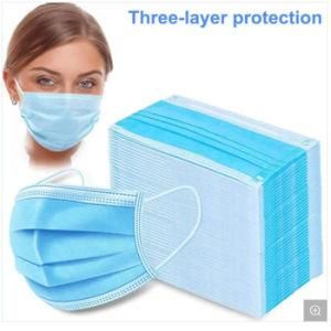 in Stock 3 Ply Ear-Loop Type Blue Disposable Antivirus Face Mask Protective Best Wholesale Manufacture Factory Direct Sales