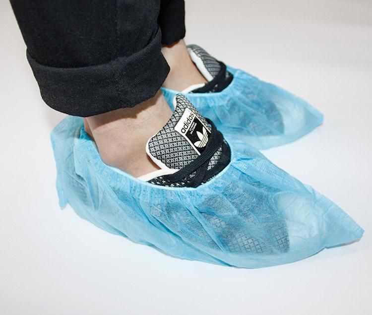 Cheap Waterproof Anti Skid CPE PE Blue Disposable Plastic Shoe Cover