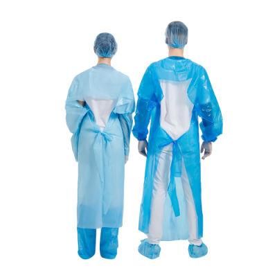 Disposable Blue Waterproof Surgical Isolation Hospital Thumb Loop CPE Gown