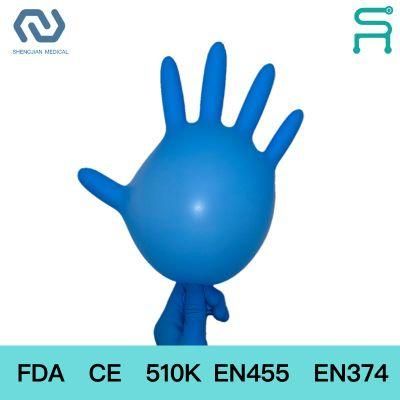 Powder Free 510K En455 Disposable Nitrile Examination Gloves with 9in/12in S-XL