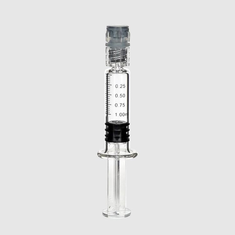 Silver Metal Plunger 1ml Luer Lock Glass Syringe for Oil