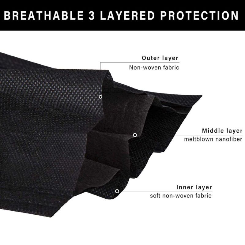 3-Layer Mask Black Disposable Earloop Non-Woven