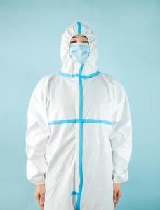 Disposable Patient Doctor Nurse CPE Material Waterproof Isolation Gowns with Ce FDA White PP Nonwoven Elastic Cuff Protective Safety Coverall
