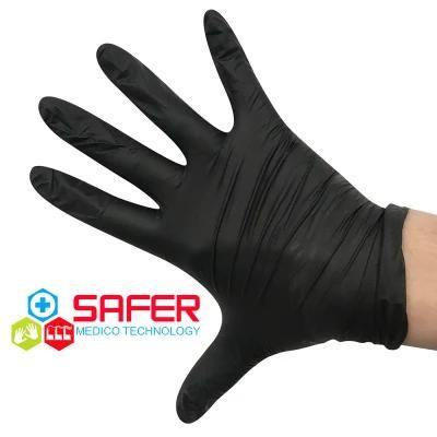 Black Disposable Examination Glove with Powder Free (S, M, L, XL)