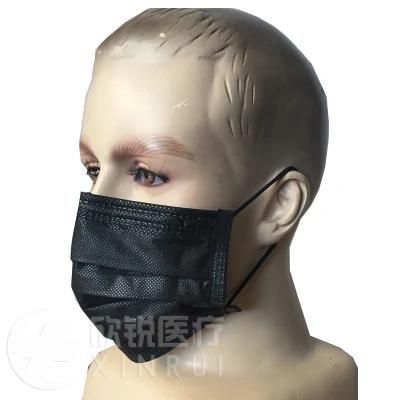 Disposable Non-Woven Black Surgical Face Mask with Ear-Loop