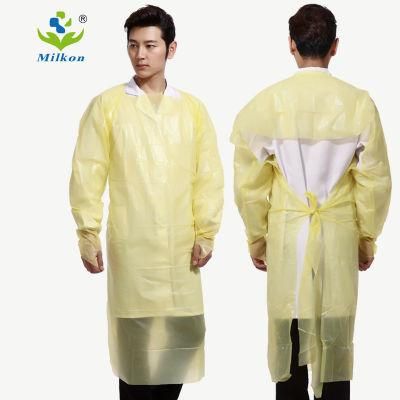 Long Sleeve Disposable Plastic Waterproof Isolation CPE Gown