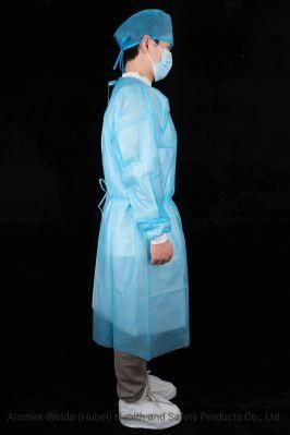 Water-Resistance Medical Use Non-Woven Isolation Gown with Knitted Wrist Disposable PP Medical Clothing